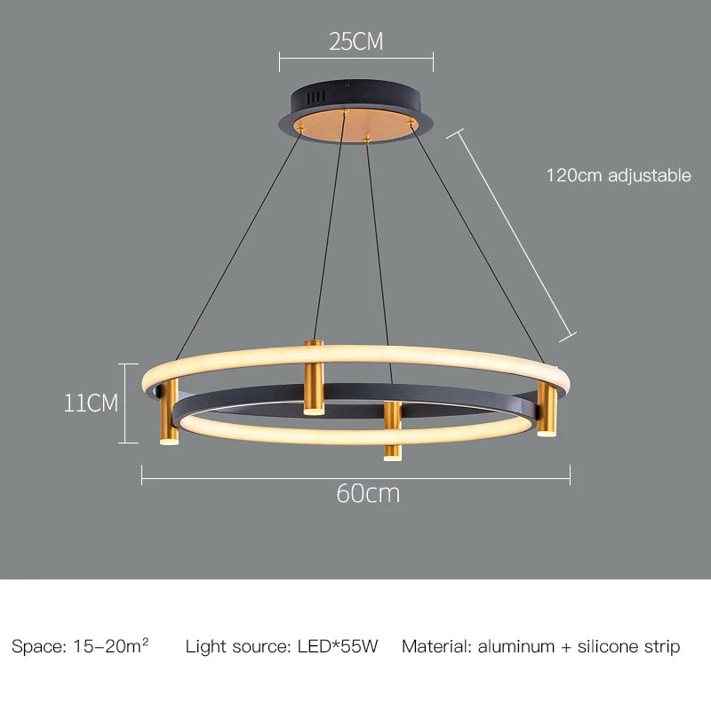 Nordischer LED-Kronleuchter mit dekorativem Ring für Ihr Zuhause