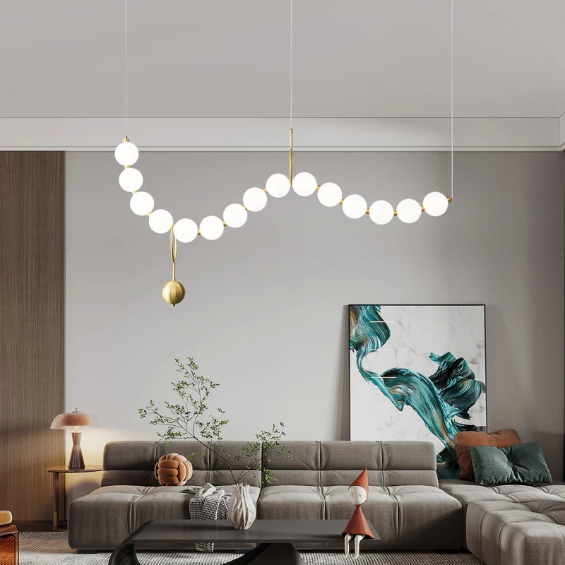 French Luxury Copper Pendant Lamps for Bedroom Living Room Kitchen Table Lighting Acrylic Round Bubble Ceiling Hanging Light - vue 5 sur 16