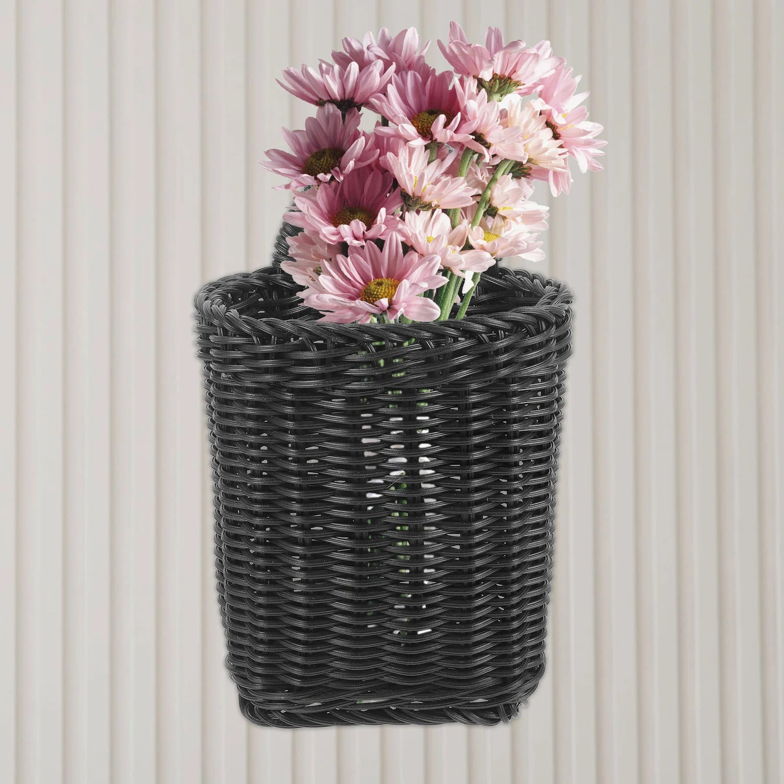 panier suspendu en osier pour décoration murale des fleurs - vue 7 sur 7