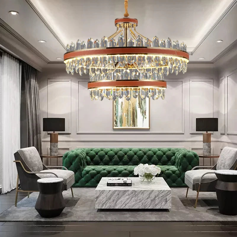 suspension en cristal et cuir pour éclairage moderne créatif de la maison - vue 5 sur 16