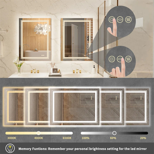 miroir LED de luxe en cristal transparent étanche à intensité variable - vue 6 sur 9