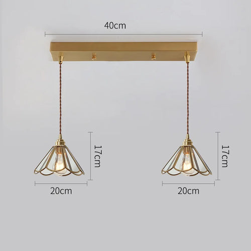 Nordische LED-Pendelleuchte aus Glas und goldenem Körper - vue 20 sur 20