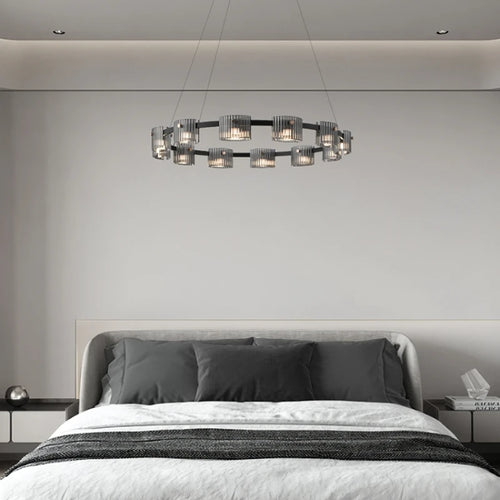 Minimalistischer Kronleuchter aus mundgeblasenem Glas mit elegantem LED-Licht - vue 4 sur 10