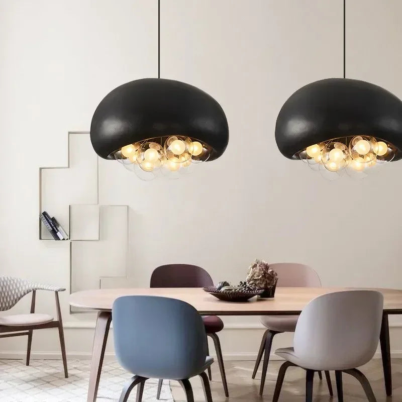 lustre suspendu minimaliste style wabi sabi avec éclairage led - vue 3 sur 12