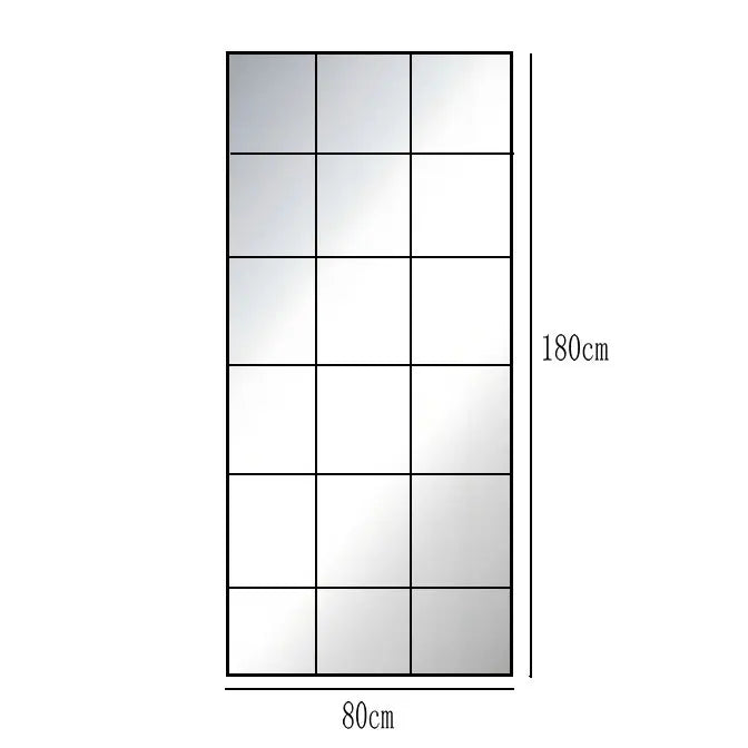 French retro decorative full-length mirror, square lattice false window to increase the sense of space, wall-mounted household m