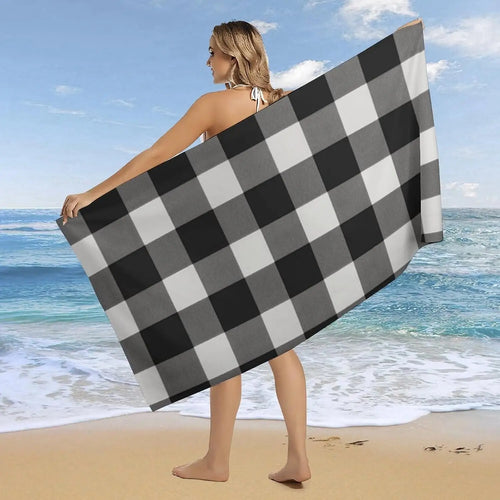 Serviette de plage carreaux légère anti sable rapide