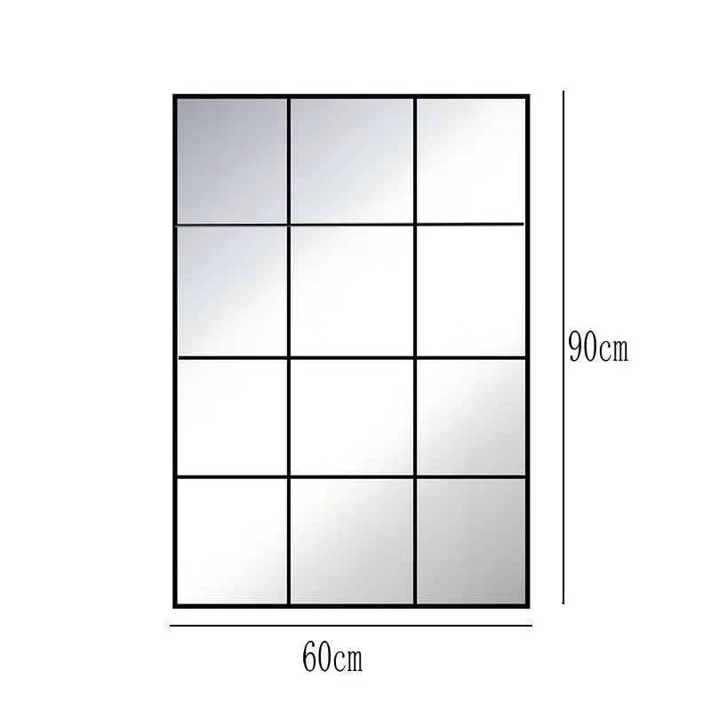 French retro decorative full-length mirror, square lattice false window to increase the sense of space, wall-mounted household m
