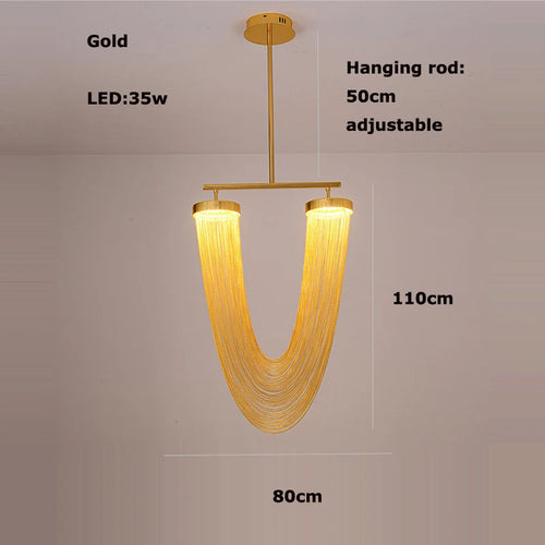 lustre art déco led dimmable en aluminium doré design moderne élégance - vue 15 sur 21