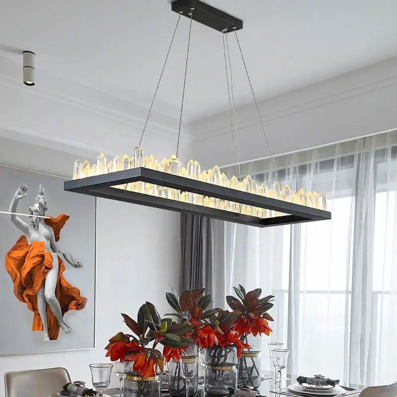 Plafonnier LED en cristal noir et blanc au design moderne - vue 4 sur 20