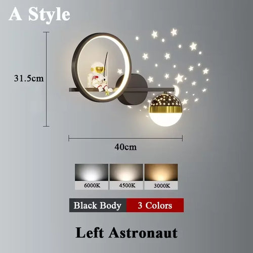 applique murale led créative lune astronaute décoration pour enfant - vue 13 sur 23
