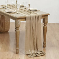 Chemin de table coton gaze rétro bohème mariage