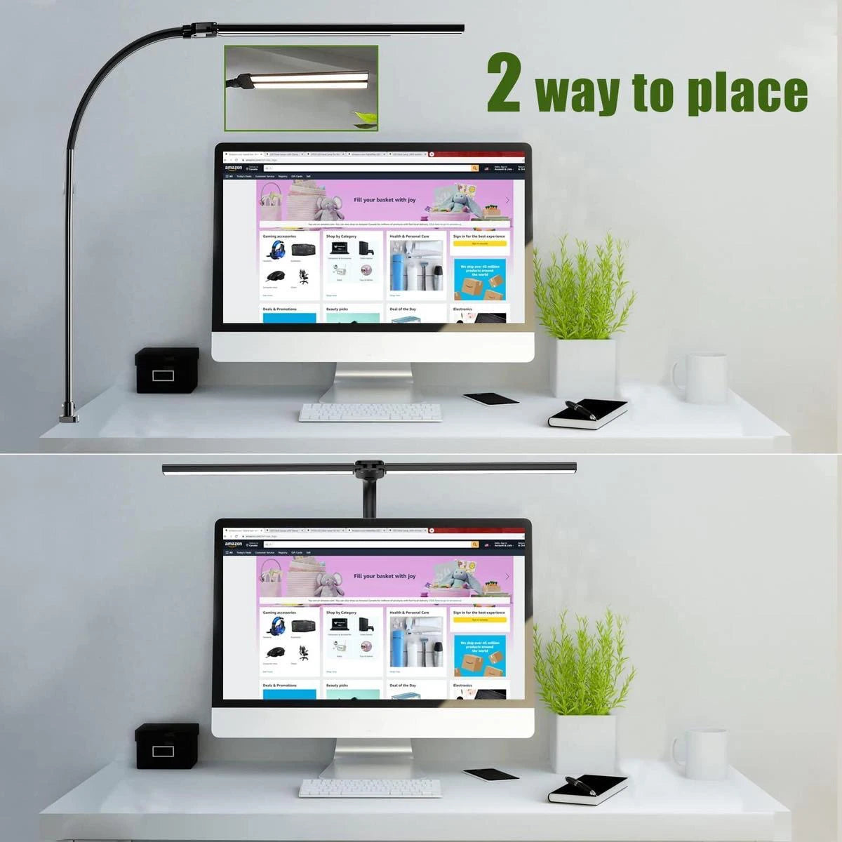 lampe de bureau à double tête à pince led adjustable - vue 3 sur 8