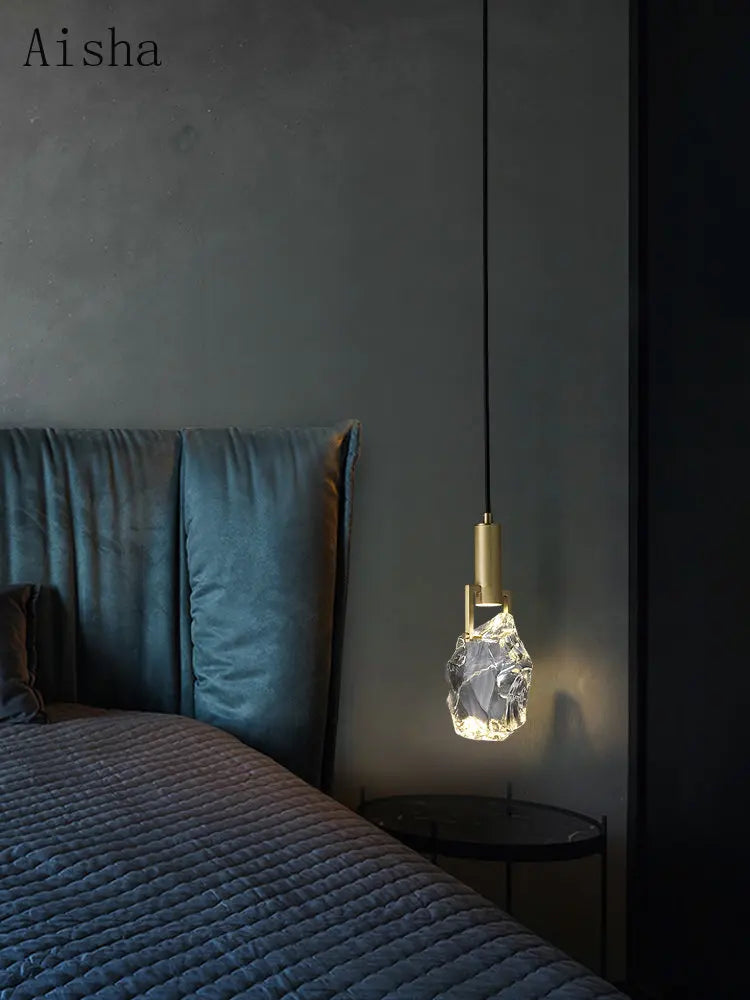 suspension led en cristal luxe légère pour décoration intérieure - vue 7 sur 11