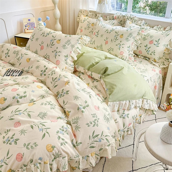 housse de couette en dentelle coton style coréen douce respirante