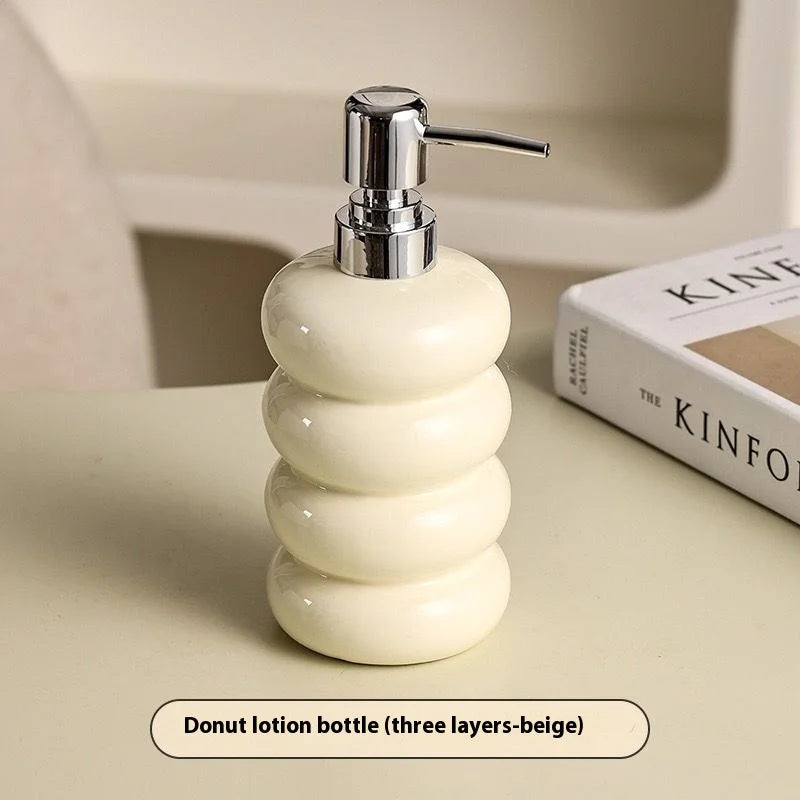 distributeur de savon en céramique style nordique forme de beignet - vue 9 sur 12