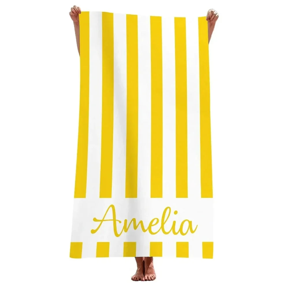 serviette de plage personnalisée rayures géométrique microfibre