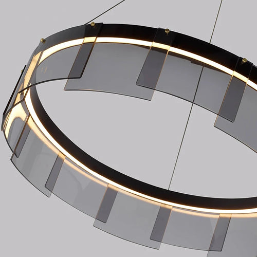 Moderner nordischer Kronleuchter aus Rauchglas LED-Pendelleuchte - vue 5 sur 9