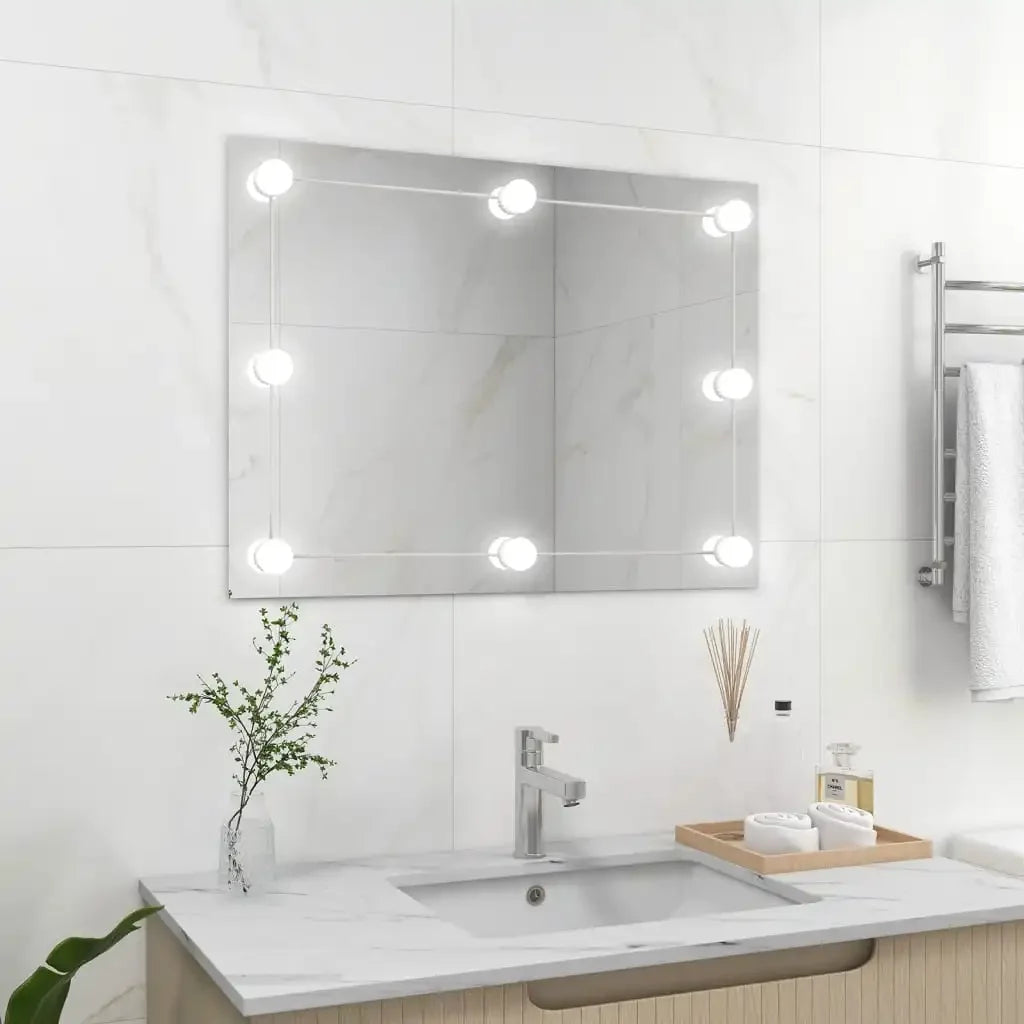 Frameless Wall Mirror with Glass Rectangular LED Lamps, Home Decoration Wall Wall Decoration Living Room Decoration