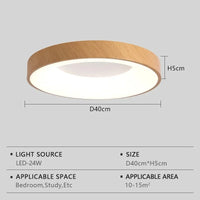 Moderne LED-Deckenleuchte Rund Holzoptik Ultraflach Dekorativ