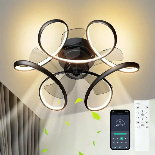 plafonnier moderne silencieux à led avec télécommande et lumière colorée - vue 2 sur 8