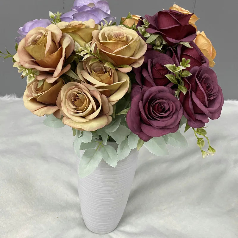 bouquet de roses artificielles en soie décoration florale élégante
