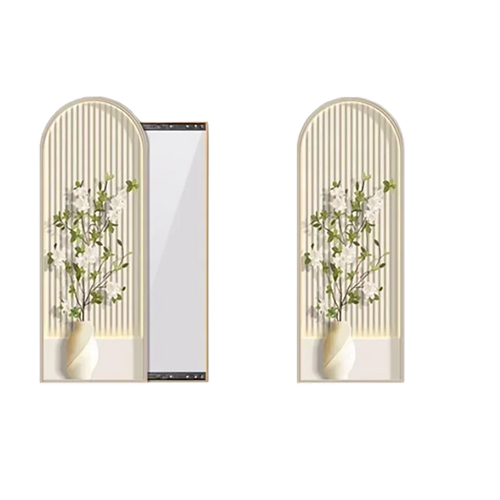 miroir carré nordique décoratif avec cadre floral esthétique