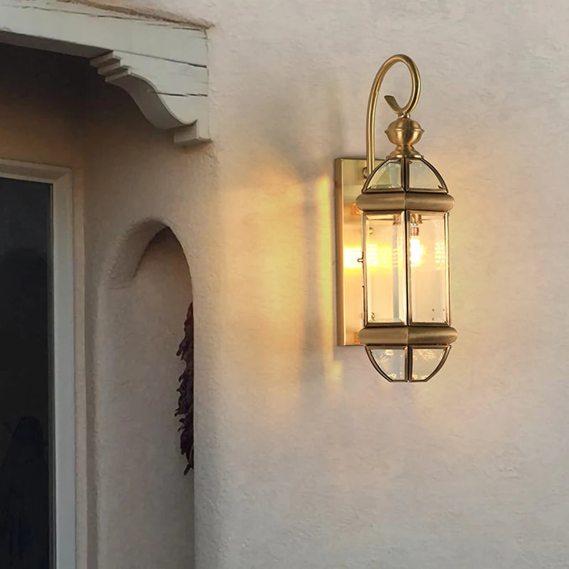 Applique extérieure Villa couloir or cuivre rétro luxe jardin extérieur mur jardin passerelle Simple balcon porte terrasse lampe - vue 5 sur 8