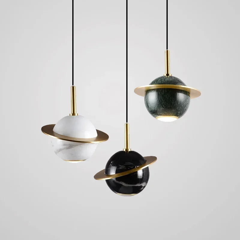 lustre circulaire en marbre naturel style nordique pour bars et restaurants - vue 7 sur 9