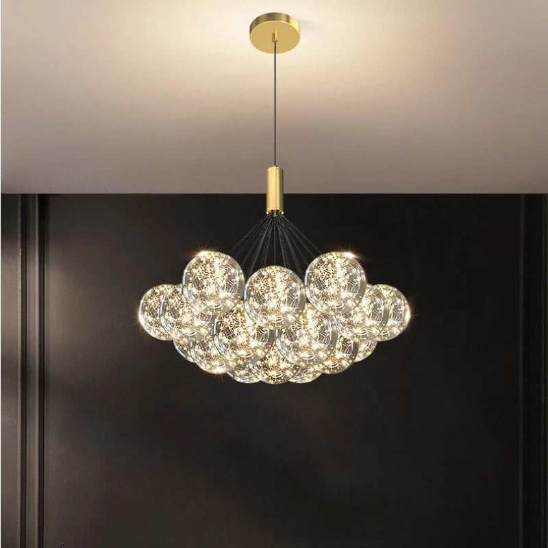 Kronleuchter aus Glas mit Blasen für romantisches Sternenlicht - vue 4 sur 11