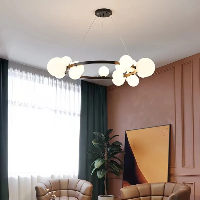lampes suspendues nordiques en verre et métal réglables - vue 2 sur 18