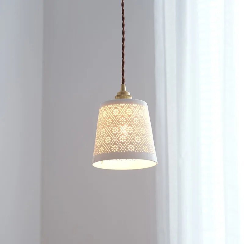 Suspension au design nordique moderne en cuivre et céramique - vue 4 sur 6