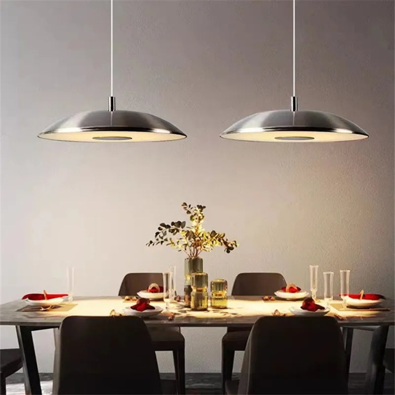 suspension scandi simple design ovni lumière décoration maison argent - vue 4 sur 6