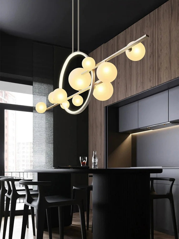 Nordic creative G9 LED dining room chandelier Modern industrial style living room, kitchen island home decoration chandelier - vue 2 sur 13