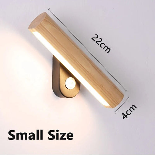 LED-Wandleuchte aus abgerundetem Holz, drehbar