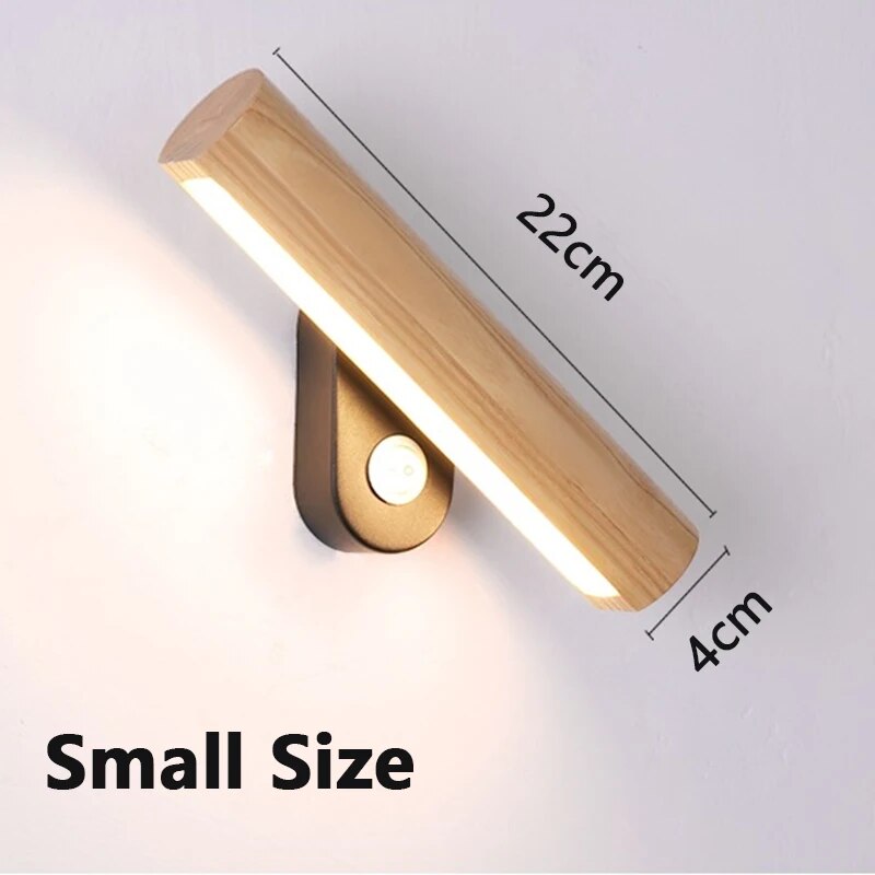 LED-Wandleuchte aus abgerundetem Holz, drehbar