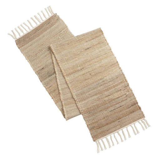 Chemin de table en jute à pompons rustique - vue 6 sur 6
