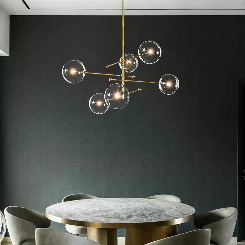 lustre led en verre nordique pour éclairage suspendu décoration intérieur - vue 7 sur 10