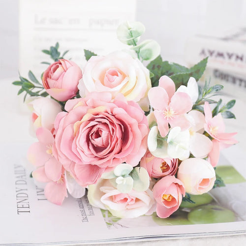 fleurs artificielles soie pivoine hortensia décoration mariage bouquet