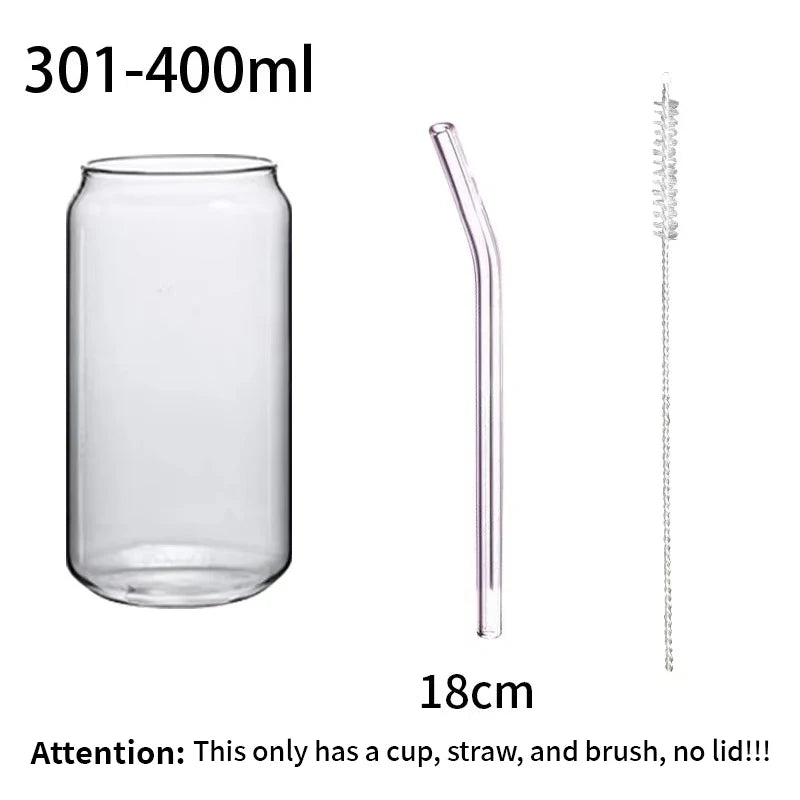 Tasse verre borosilicate forme canette avec couvercle bambou