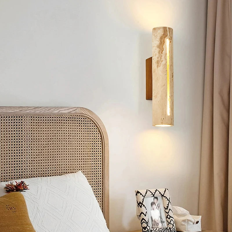 applique murale art déco en pierre naturelle et bois pour ambiance chaleureuse - vue 5 sur 8