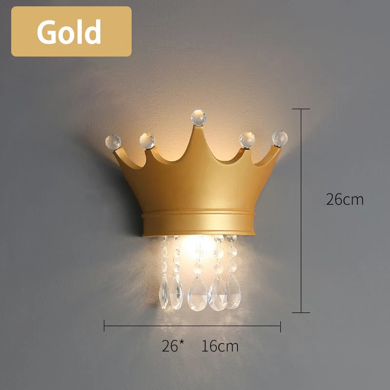 Kristall-Wandleuchte mit Krone für das Kinderzimmer – Luxus Nachttischlampe Prinzessin