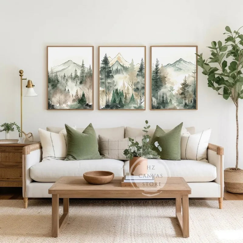 affiches de paysage de forêt en peinture pour décoration murale
