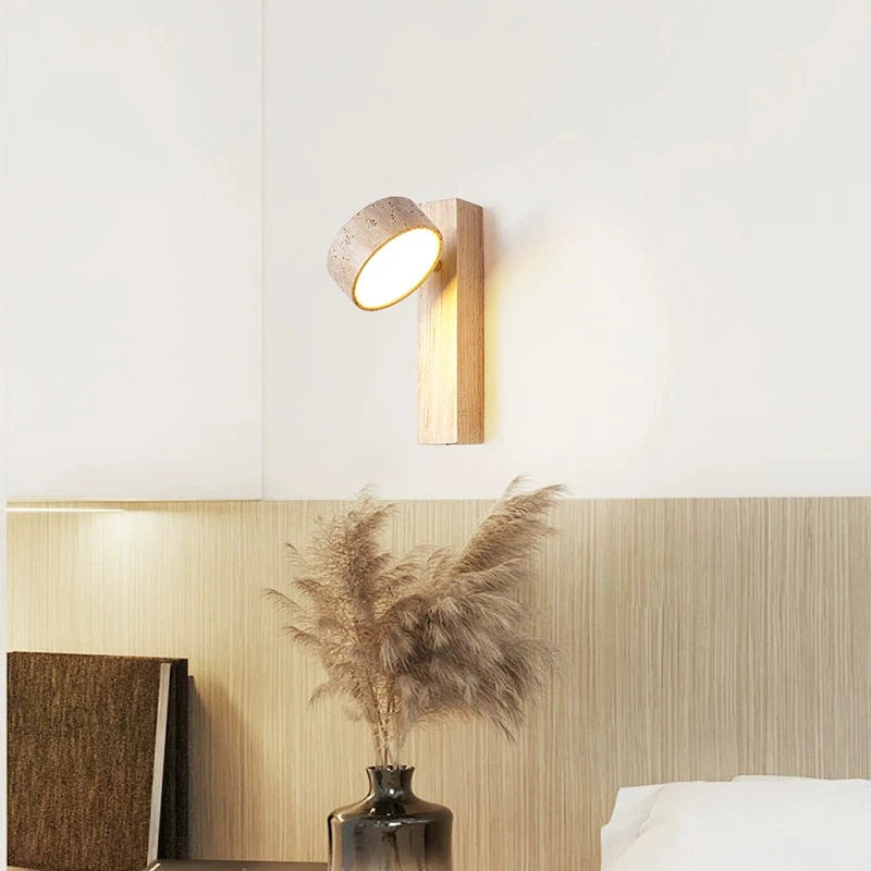 Wandleuchte aus Walnussholz mit LED und Drehschalter - vue 3 sur 9