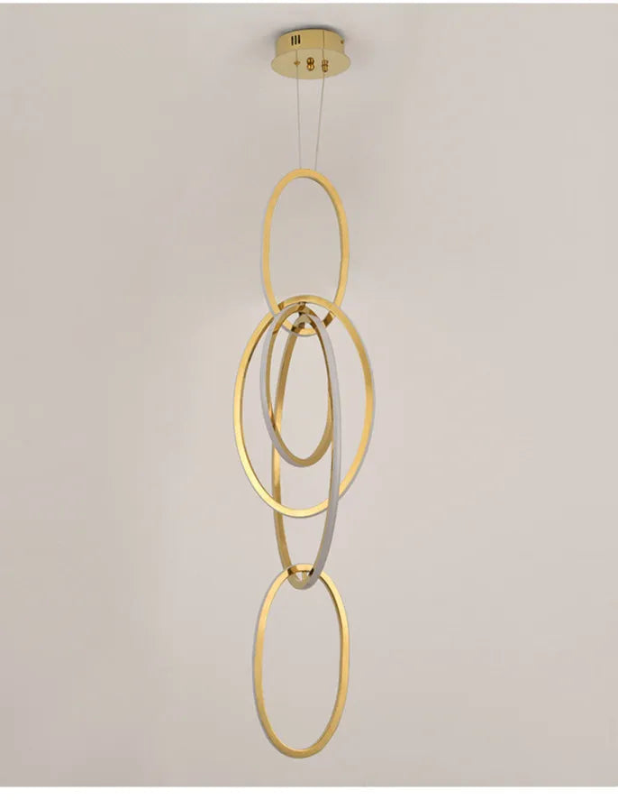 Modern Creative Stainless Steel Led Dining Room Chandelier Golden Staircase Living Room Light, Hanging Chandelier In Bedroom - vue 6 sur 11