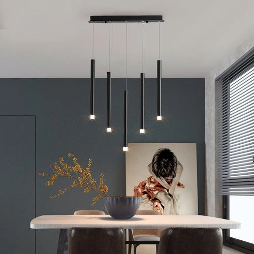 Moderne LED-Pendelleuchte aus schwarzem Eisen mit 8 Köpfen - vue 2 sur 9