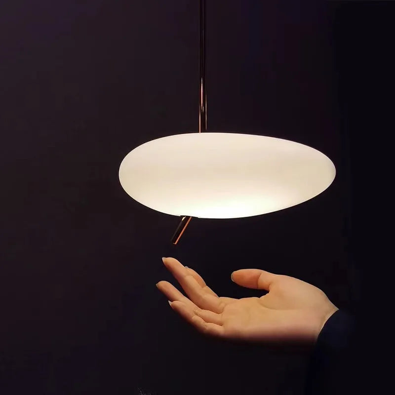 lampe led nordique suspendue avec interrupteur tactile et galets de verre - vue 2 sur 8