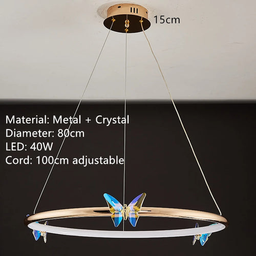 LED-Wandleuchte Kristall Schmetterling Oberfläche Gold - vue 14 sur 19