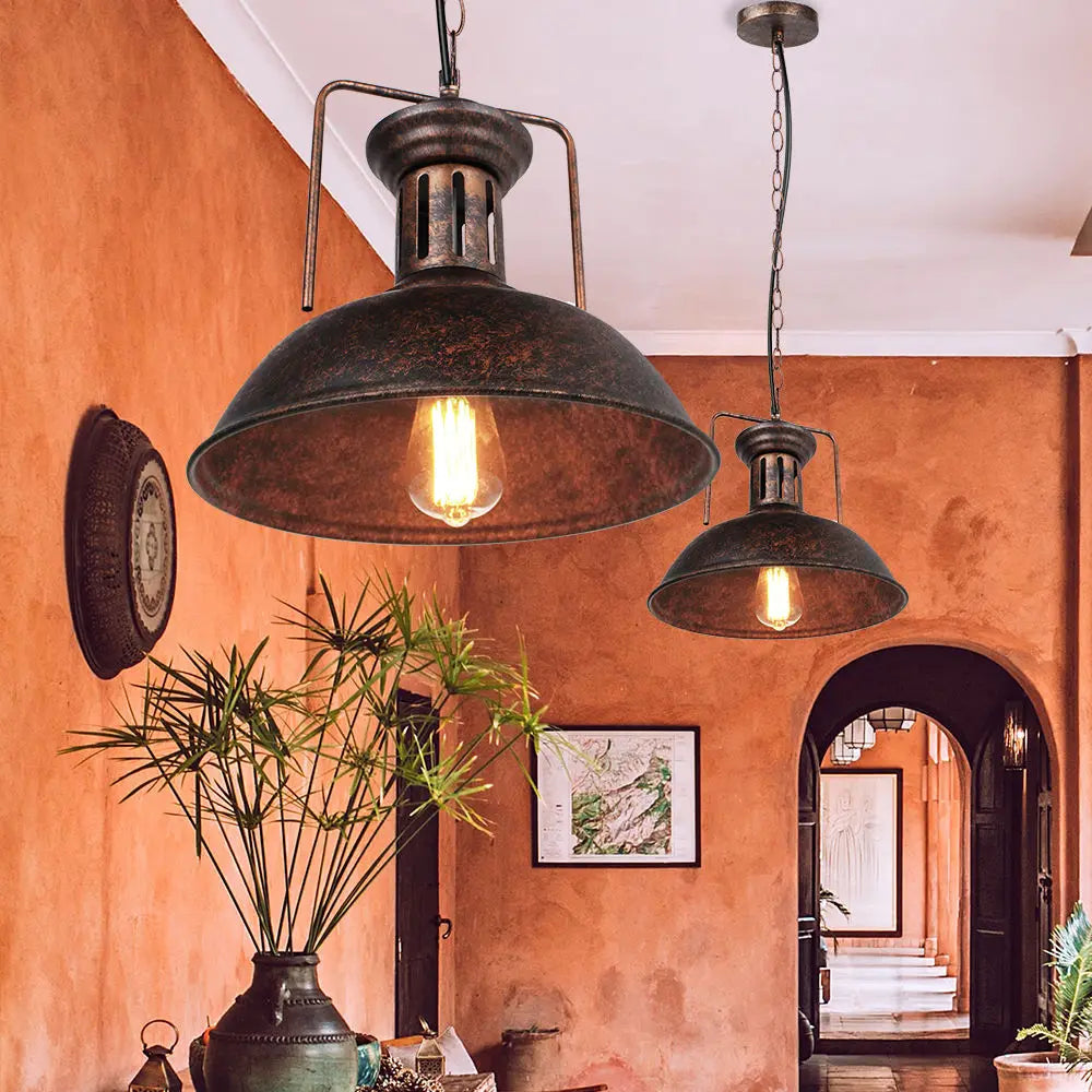 lustre rouille metal plafond maison restaur - vue 6 sur 23