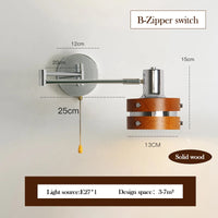 Retro Wandleuchte klappbar aus Massivholz für Leseecke