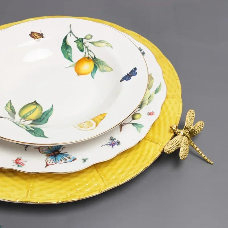 Assiette bol en céramique motif citron style européen - vue 5 sur 6
